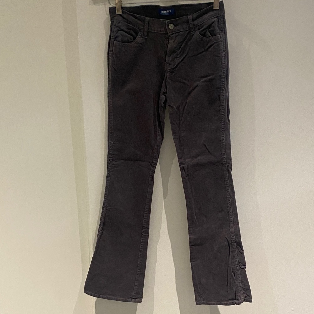 NWOT Old Navy Grey Corduroy Mid Rise Flare Pants Size 2R
